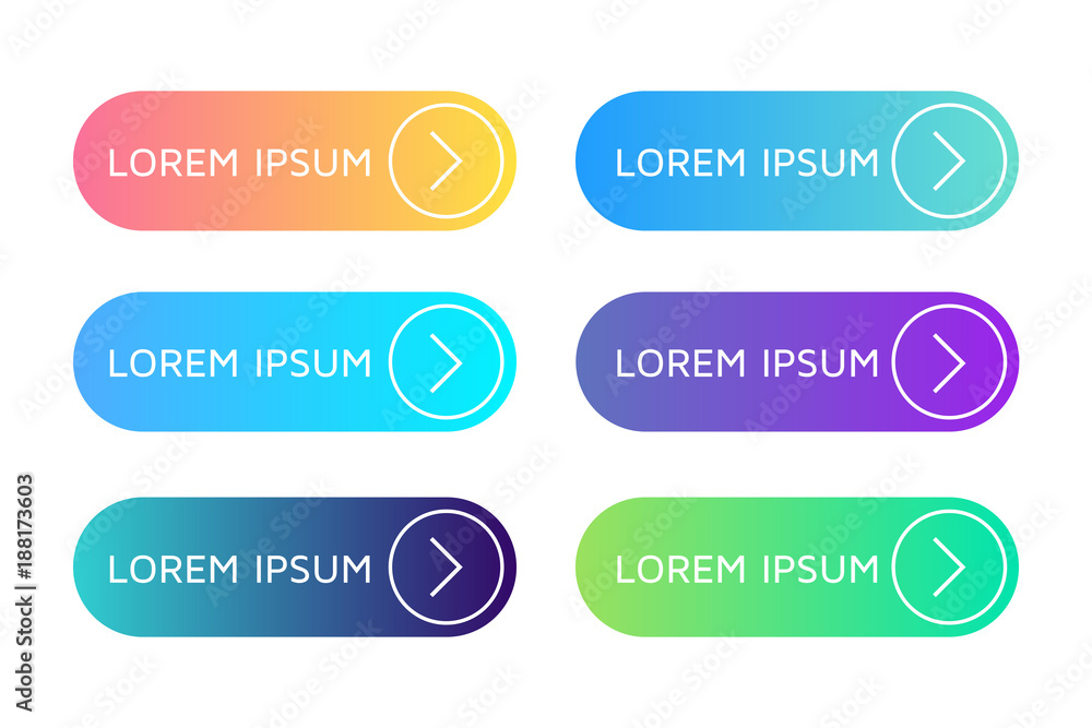 Set of buttons flat design with arrow, vector illustration with colorful trendy gradients Set of buttons flat design with arrow, vector illustration with colorful trendy gradients