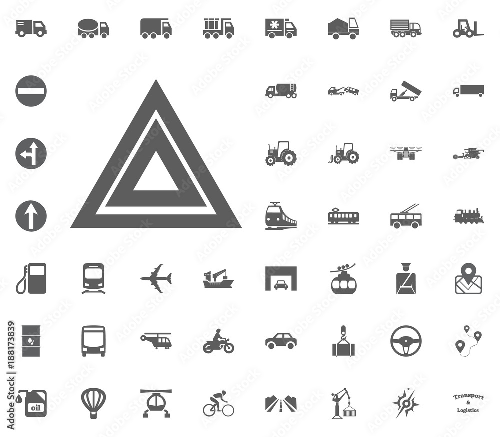 Danger button icon. Transport and Logistics set icons. Transportation set icons