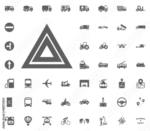 Danger button icon. Transport and Logistics set icons. Transportation set icons