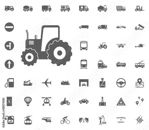 Tracktor icon. Transport and Logistics set icons. Transportation set icons