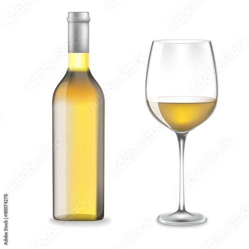 bottle and glass of white wine