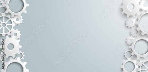 Header mit Zahnrädern auf einem grauen Hintergrund