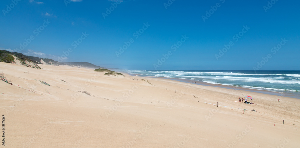 View from the dunes onto a South African Beach