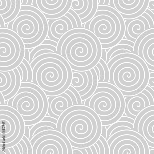 Spirals and swirls abstract geometric vector seamless pattern.