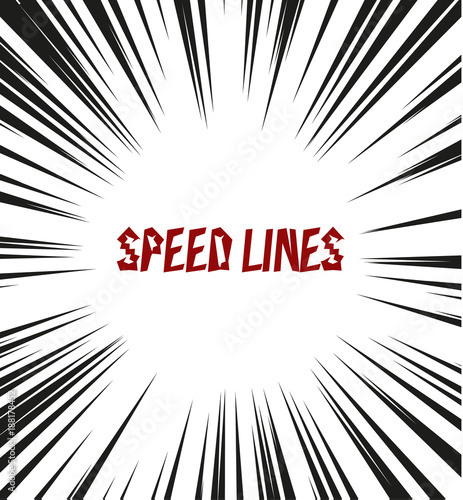 Comic Book Design Element Speed Lines Explosion Manga cartoon on white background. Vector Illustration