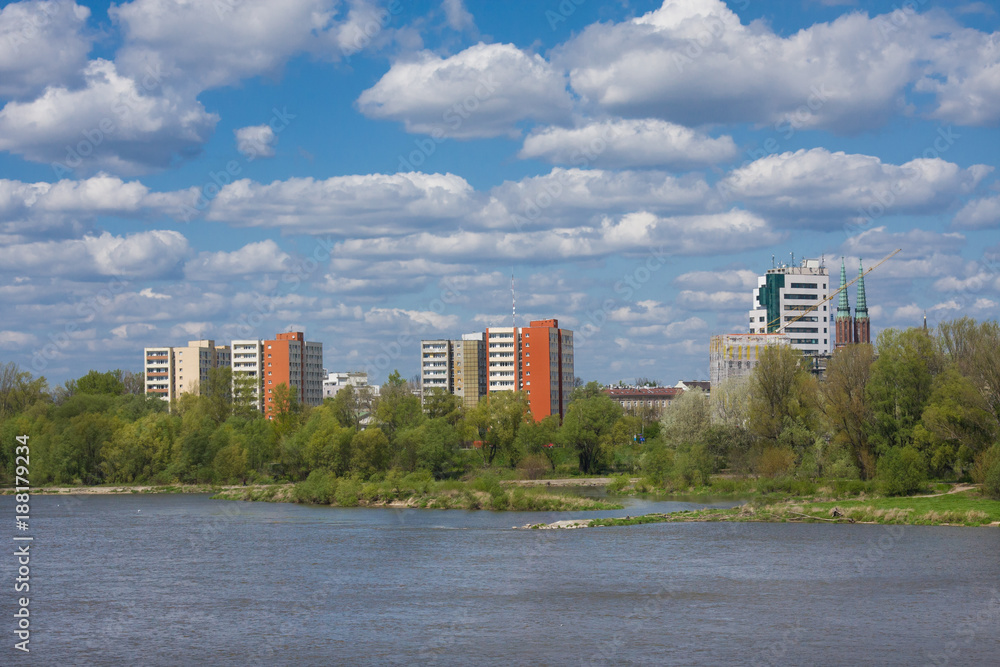 View of Warsaw: river Visla and new district. Poland View of Warsaw: river Visla and new district. Poland
