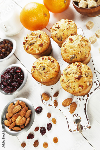 Orange muffins with dried fruits