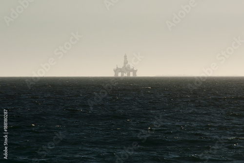 Ocean Oil Rig Silhouette