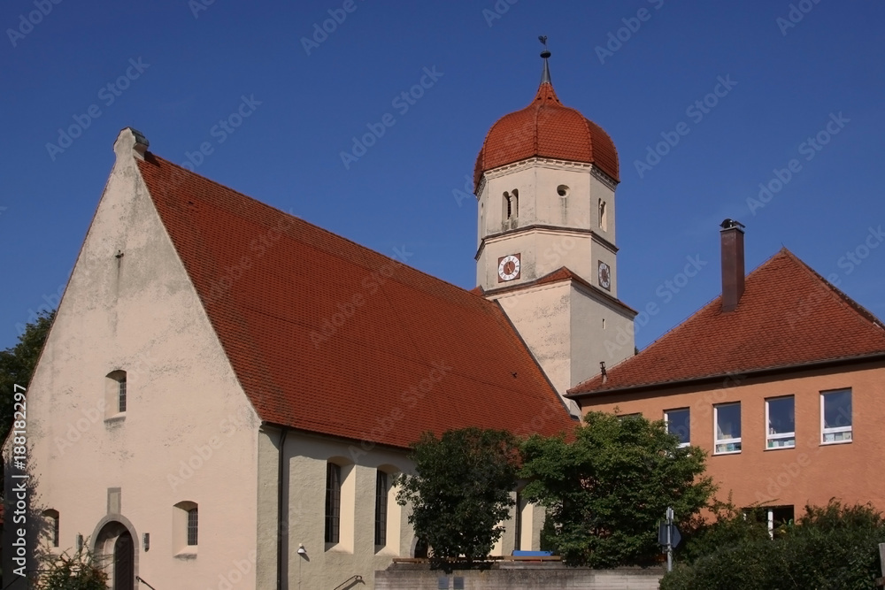 Mönchsroth, Landkreis Ansbach, Kirchturm, Deutschland