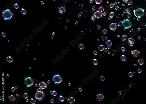 Bubbles on black background photo