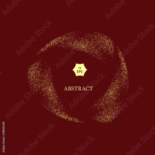 Gold glitter curve trail and starburst vector on red Background, Golden explosion of confetti. photo