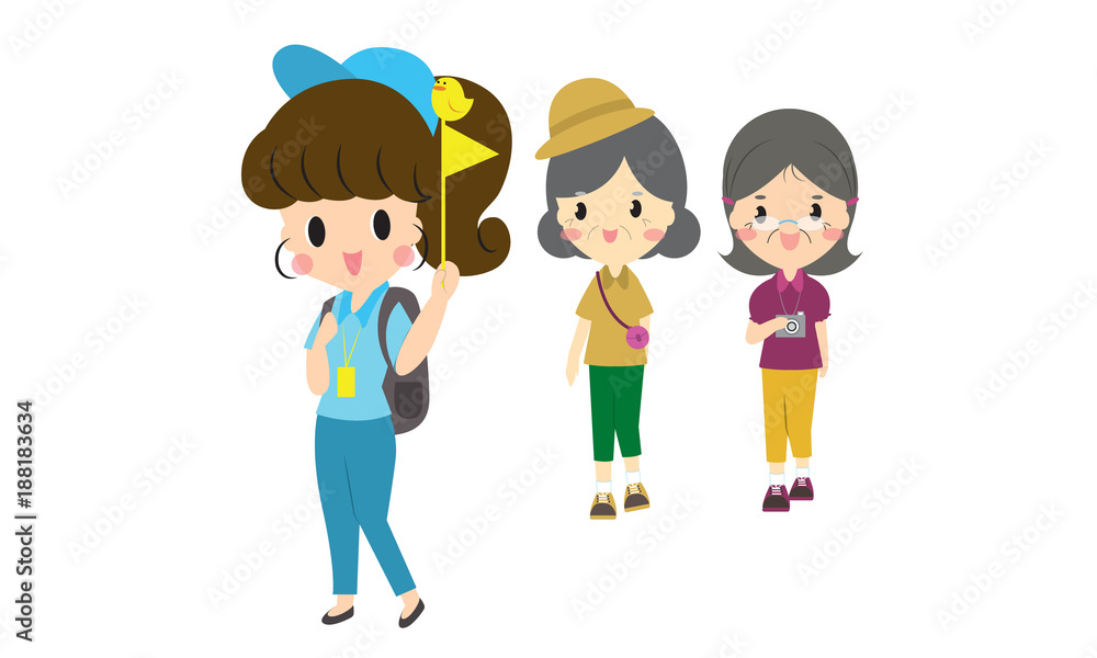 Guides and Tourists cartoon vector