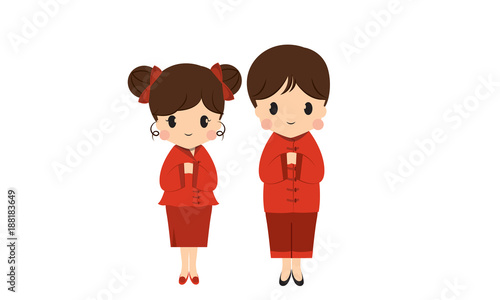 Chinese new year couple cartoon