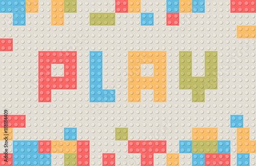 Plastic construction block background. Children toy building block bricks.