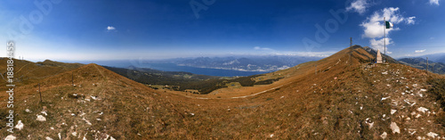 Monte Baldo. Italy. Walking one-day hikes through narrow stony paths.