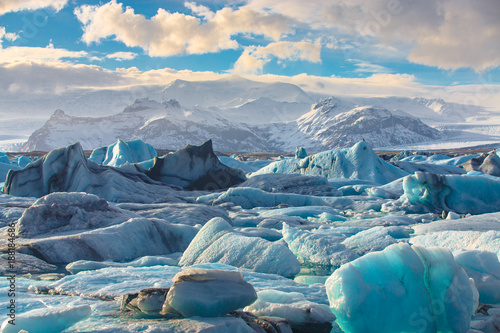 Scenic view of icebergs in Jokulsarlon glacier lagoon