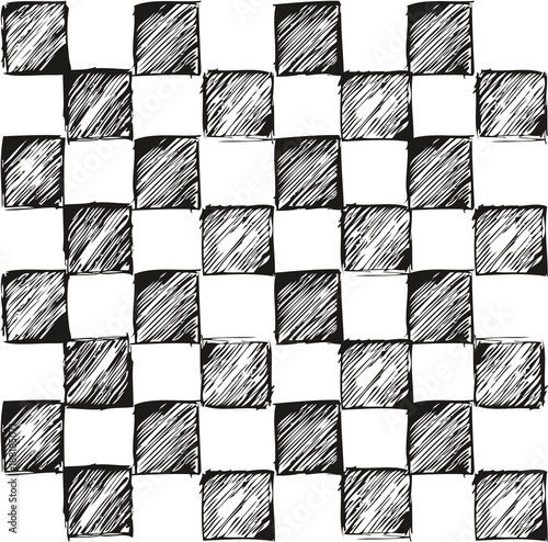 Thin Pen Doodle Checkered Simple Seamless Vector Pattern or Seamless Vector Background