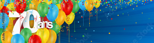 70 ANS - Carte JOYEUX ANNIVERSAIRE avec ballons de bauderuche