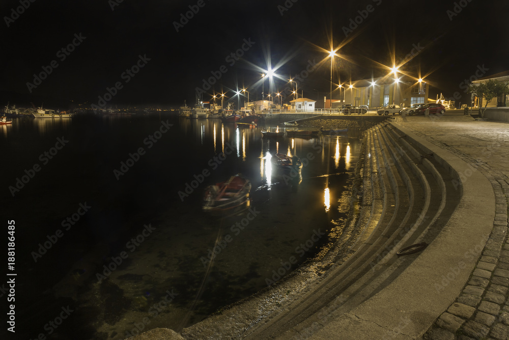 Fishing harbor at night