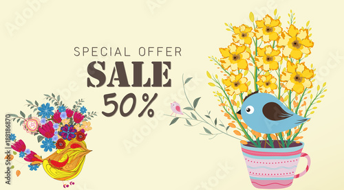 Blossom into spring flowers frame background