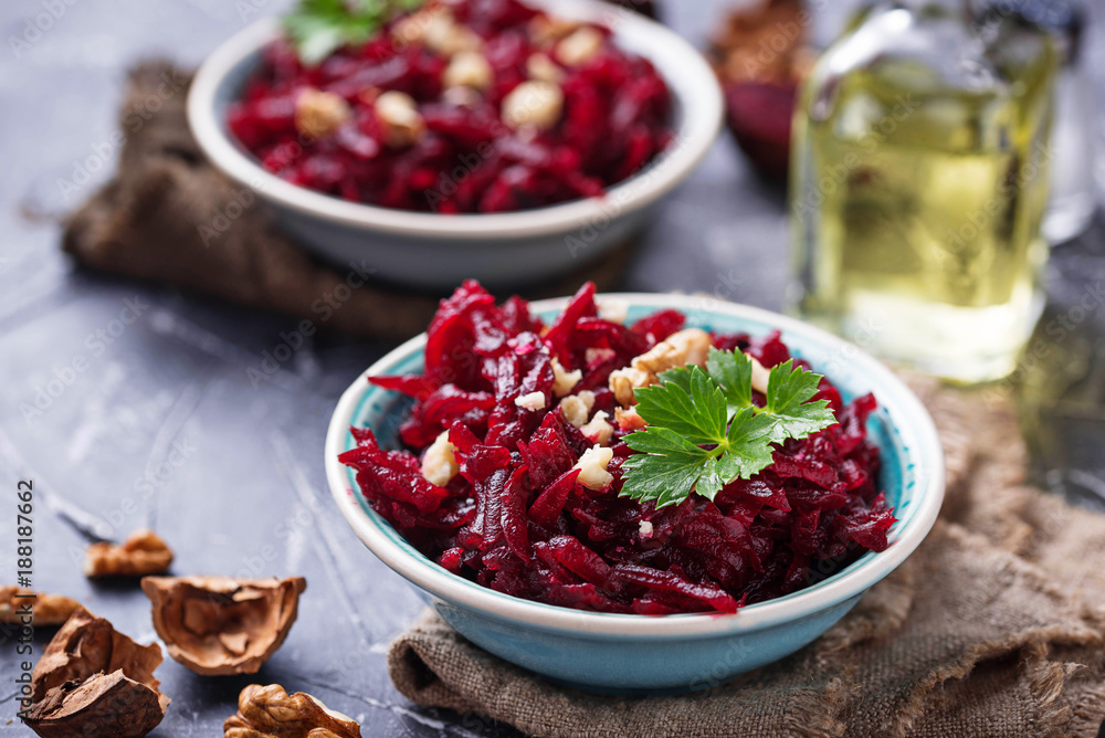 Healthy vegan beetroot salad with walnuts Healthy vegan beetroot salad with walnuts