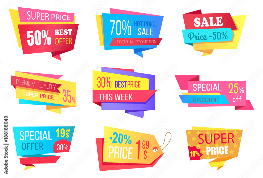 Lot of Super Price 50 Off Best Discount Banners
