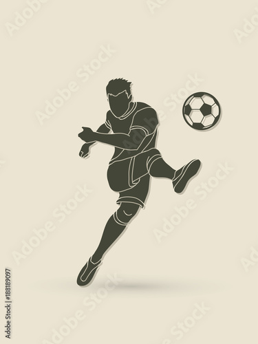 Soccer player shooting a ball action  graphic vector