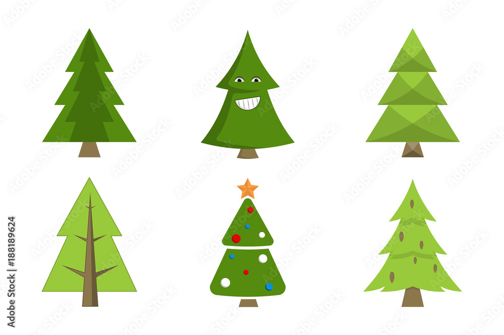 Christmas Tree Collection Spruce Icons with Decor