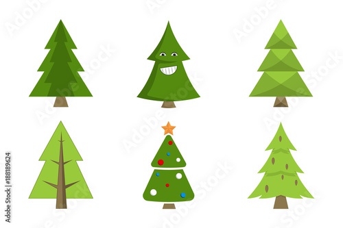 Christmas Tree Collection Spruce Icons with Decor