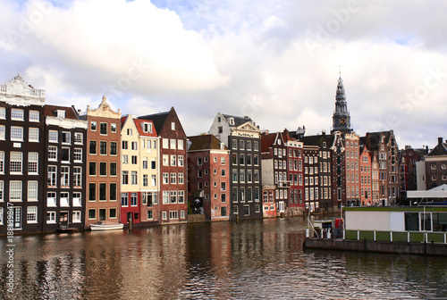 Houses in Damrak district, Amsterdam, Netherlands