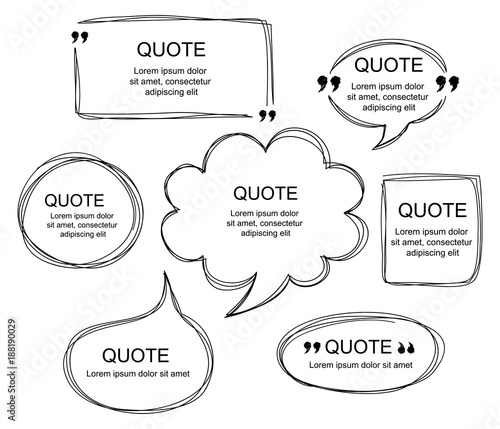 Vector set of scribbled comic speech bubbles