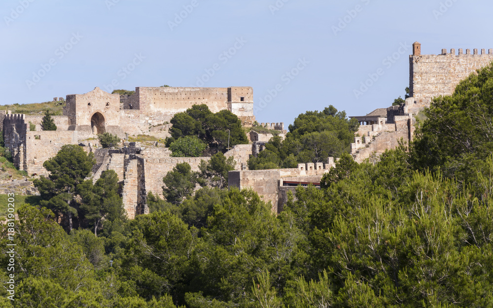 Vista parcial del castillo de Sagunto. Valencia. España