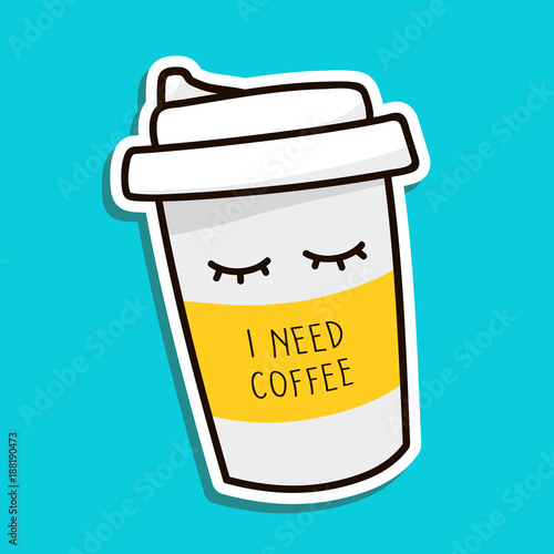 Valokuvatapetti Coffee to go paper cup hand drawn vector illustration