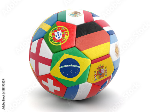Soccer football with flags. Image with clipping path