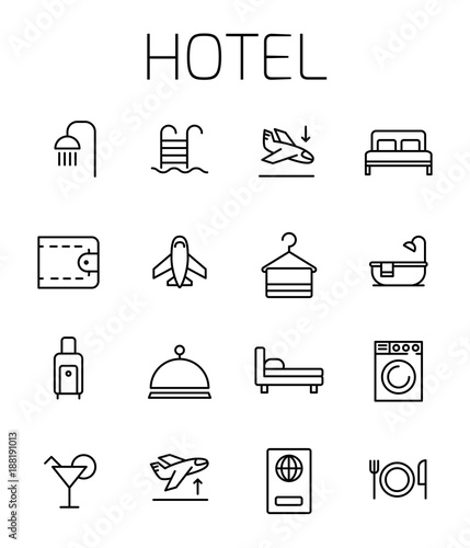 Hotel related vector icon set