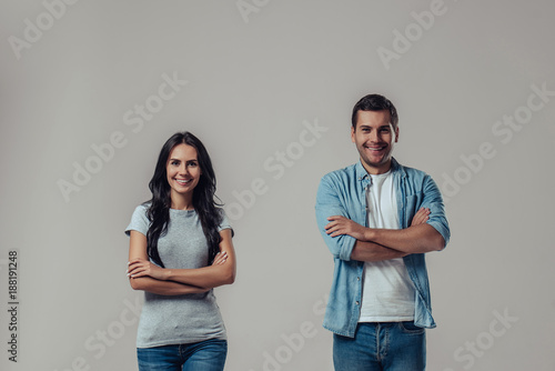 Fotografie Beautiful romantic couple isolated