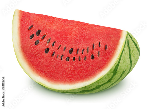Slice of tasty watermelon on a white background.