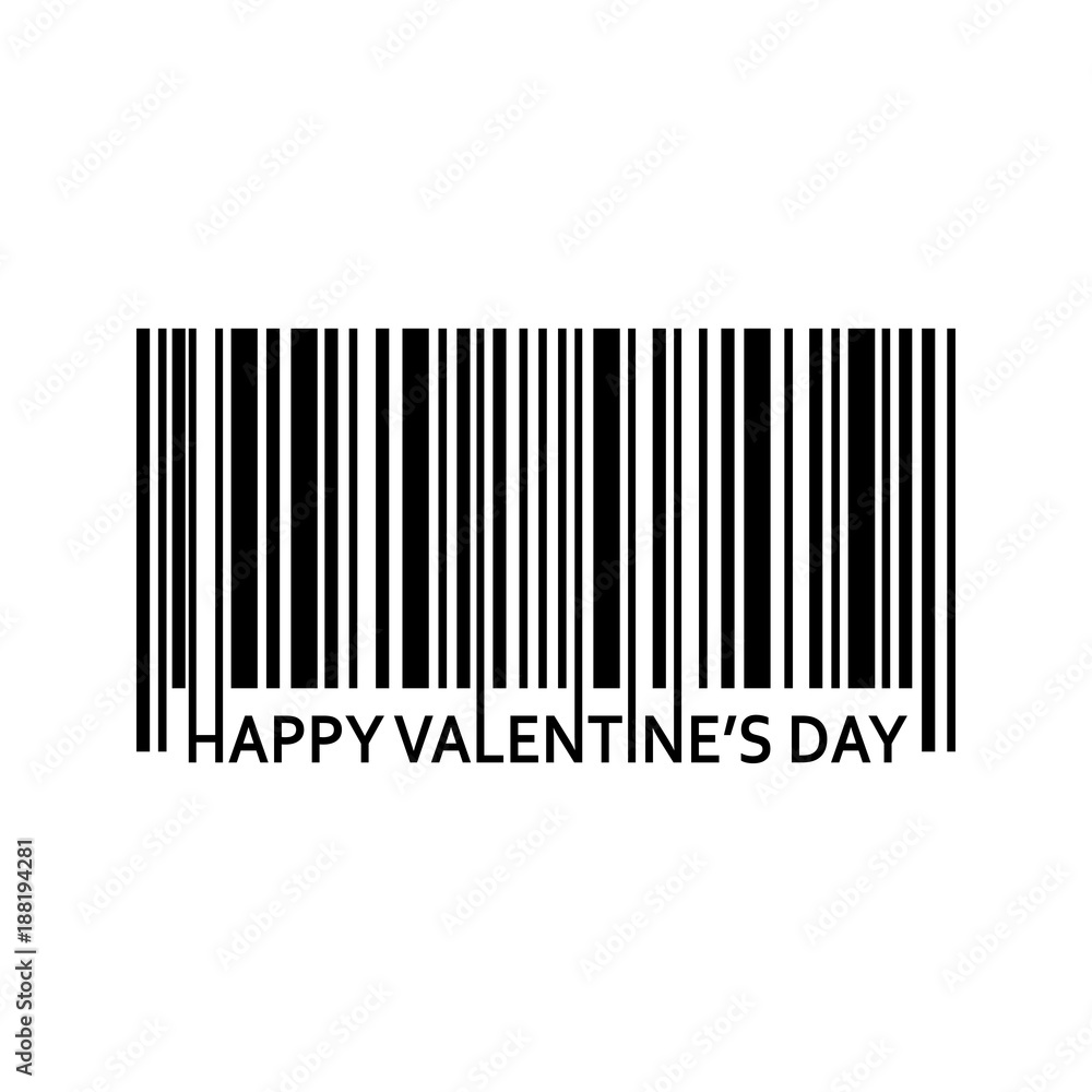 Icono plano codigo de barras HAPPY VALENTINES DAY negro Icono plano codigo de barras HAPPY VALENTINES DAY negro