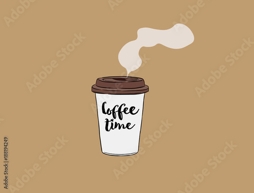 take away cup of coffee , hand draw vector.