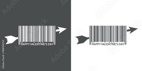 Icono plano codigo de barras HAPPY VALENTINES DAY flecha gris y blanco