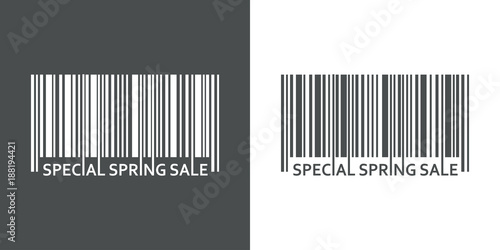 Icono plano codigo de barras SPECIAL SPRING SALE gris y blanco