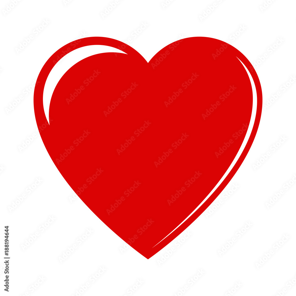 Red heart on a white background