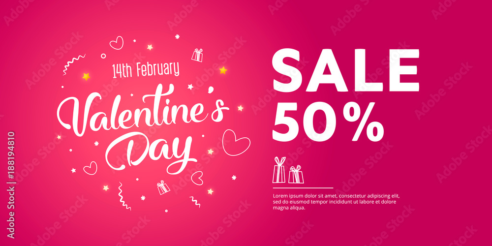 Valentine's Day Sale banner template design. Valentine's Day Sale banner template design.