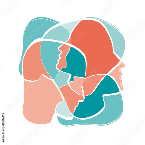 People in confusion. Concept of fusion of thoughts