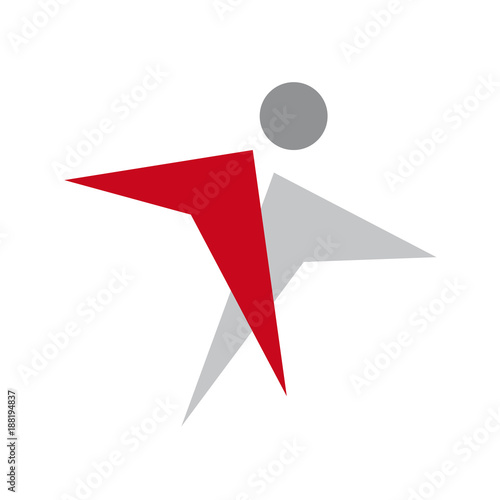 Vector abstract geometric shape of walking man, with arrows