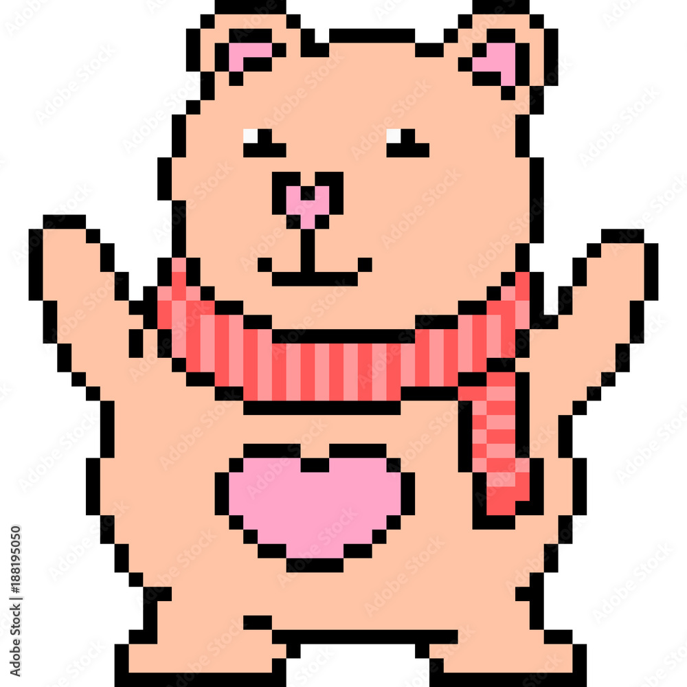 Fototapeta premium vector pixel art bear doll