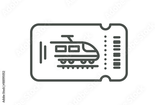 Vector Train ticket. Simple flat line art style