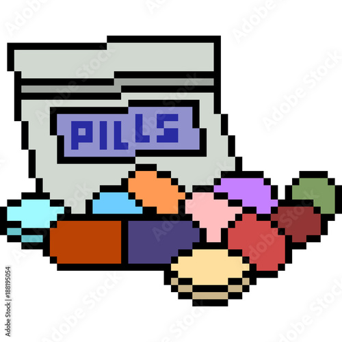 vector pixel art pill drug