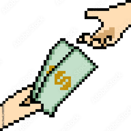 vector pixel art give money