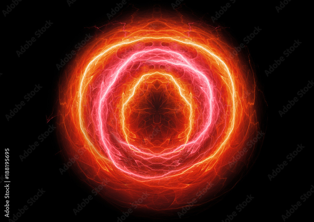 Burning electrical fireball, power and plasma abstract